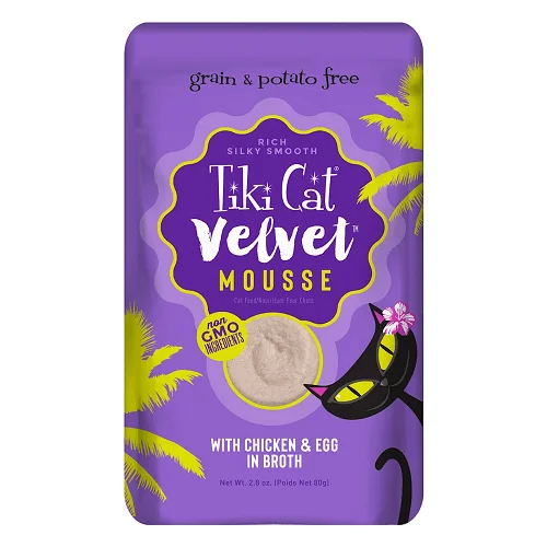    - Weight management cat food  Tiki Cat® Velvet Mousse™ Chicken & Egg Wet Cat Food