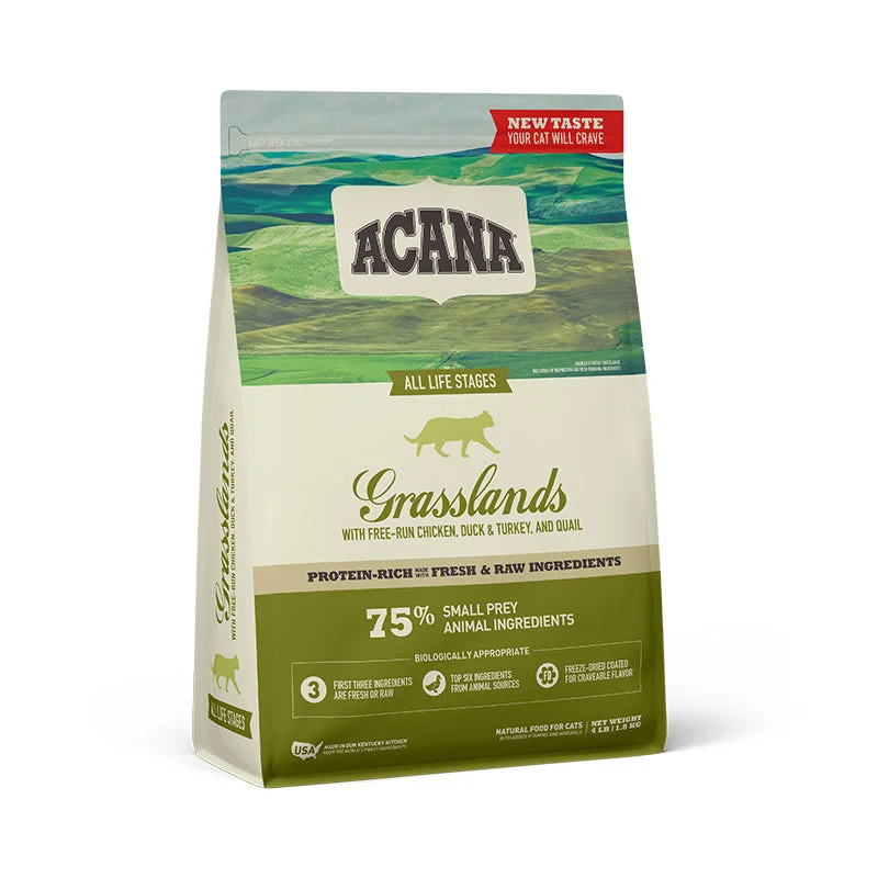    - Cat food for multi-cat households  Acana Grasslands Grain Free Cat Food